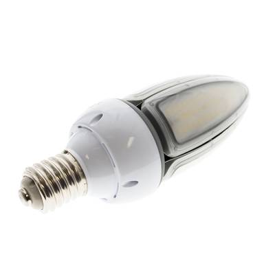 Lampe LED avec culot à vis métallique et forme allongée avec base blanche, idéale pour les solutions d'éclairage à faible consommation d'énergie.