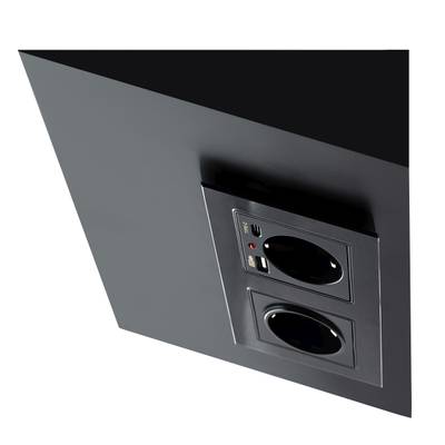 Boîte à fiches inclinée à profil bas pour la cuisine, 2 prises + ports de charge USB-A et USB-C, noir