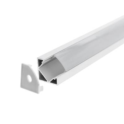 Profilé aluminium pour bande LED 2500x18x18mm, montage en surface, angle 45, aluminium brossé