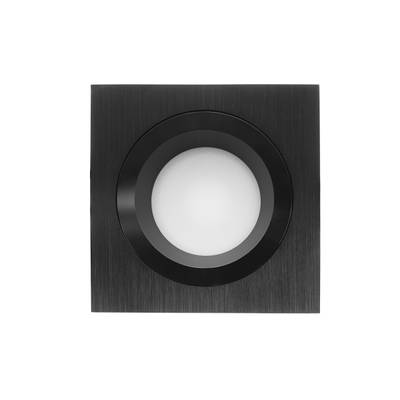 Plafonnier LED encastré noir moderne et carré avec lentille centrale ronde, parfait pour les espaces contemporains et les solutions d'éclairage à faible consommation d'énergie.