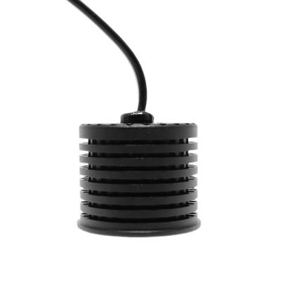 Composant LED cylindrique noir avec rainures horizontales et fil supérieur, idéal pour des solutions d'éclairage efficaces.