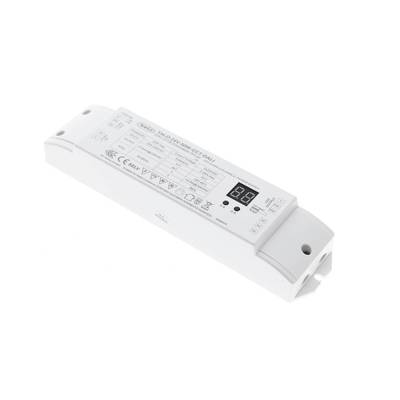 Contrôleur LED blanc avec spécifications imprimées et affichage numérique pour un meilleur contrôle des solutions d'éclairage à faible consommation d'énergie.