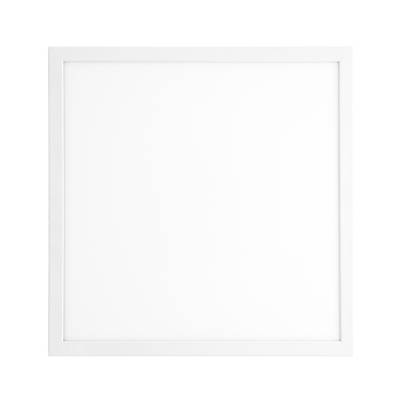 Cadre blanc carré au design minimaliste sur une surface blanche vierge, idéal pour l'affichage d'un éclairage LED moderne. Un look épuré et contemporain sur fond blanc.