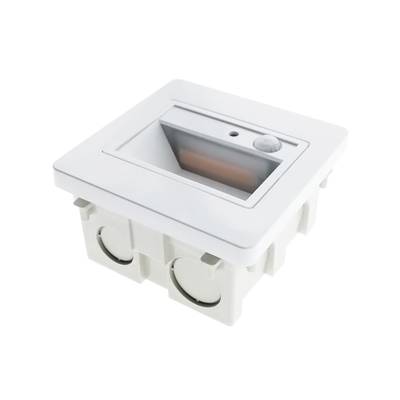 Applique LED rectangulaire blanche avec détecteur de mouvement pour une utilisation extérieure/intérieure, présentée sur un fond blanc. Solution d'éclairage moderne et économe en énergie.