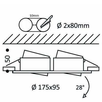 Schéma technique d'une lame de scie circulaire de diamètre 2x80mm, angles et dimensions du matériau de coupe. Outils d'éclairage LED précis pour une visibilité optimale.