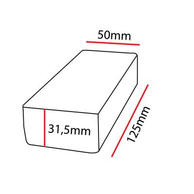Image d'un prisme rectangulaire de 50 mm x 125 mm x 31,5 mm, idéal pour les configurations et les conceptions d'éclairage LED.