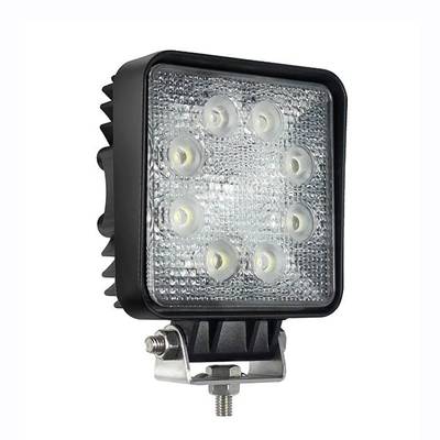 "Lampe de travail LED carrée avec 9 lumières rondes dans un cadre noir, montée sur un support métallique pour un éclairage durable et efficace.