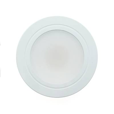 Plafonnier à LED, rond et blanc avec un couvercle plat et givré ; idéal pour les solutions d'éclairage domestique modernes. Efficacité énergétique et design élégant.
