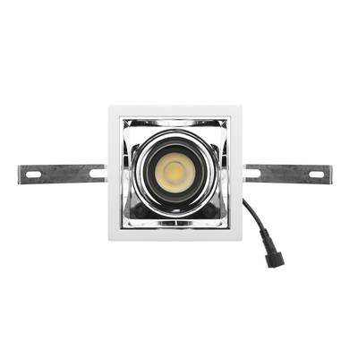 Plafonnier encastré rectangulaire avec ampoule LED ronde, finition métallique, connecteur de câble noir - idéal pour les intérieurs modernes et les solutions d'éclairage à faible consommation d'énergie.