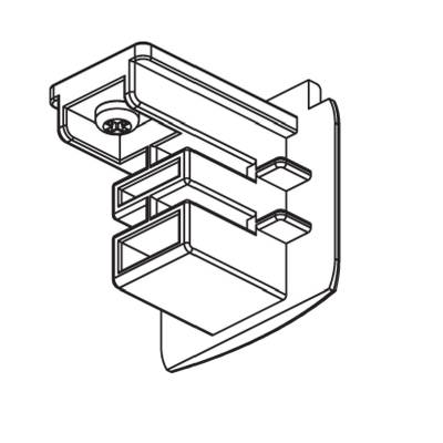 Image isométrique d'un support avec trois rainures et un trou de fixation, idéal pour les installations d'éclairage LED.