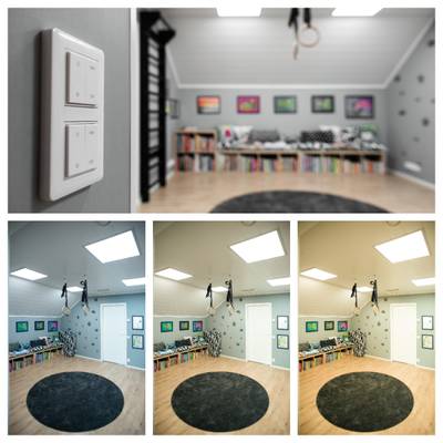 PANNEAU LED 600x1200, TUNNELMA, température de couleur réglable, dimmable, 55W, CRI97, IP54