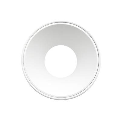 Applique murale LED blanche ronde avec indentation centrale, design minimaliste, vue de face. Idéale pour les solutions d'éclairage modernes de la maison ou du bureau.