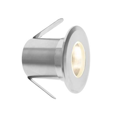 Texte alternatif : petit luminaire encastré à LED de couleur argentée avec supports latéraux réglables, idéal pour des solutions d'éclairage à faible consommation d'énergie pour la maison ou le bureau.