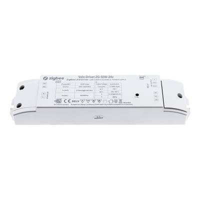 Contrôleur LED Zigbee rectangulaire avec entrées et sorties marquées, détails du modèle et spécifications pour des solutions d'éclairage intelligentes.