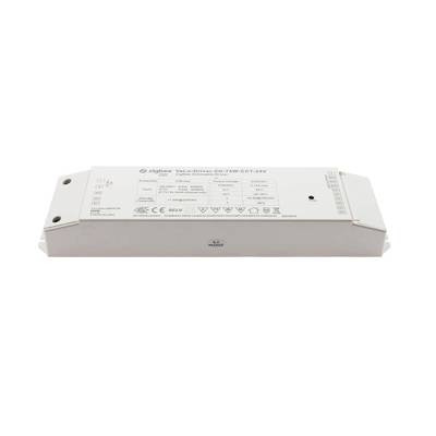 Contrôleur LED blanc rectangulaire affichant les données d'entrée/sortie et les marques de certification, idéal pour les solutions d'éclairage LED à haut rendement énergétique.