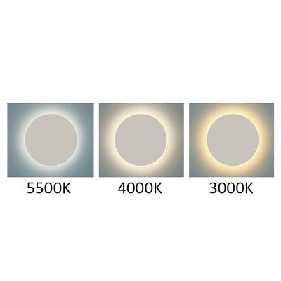 Trois lampes LED affichant des températures de couleur de 5500K (blanc froid), 4000K (blanc neutre) et 3000K (blanc chaud) dans des dispositions circulaires séparées.