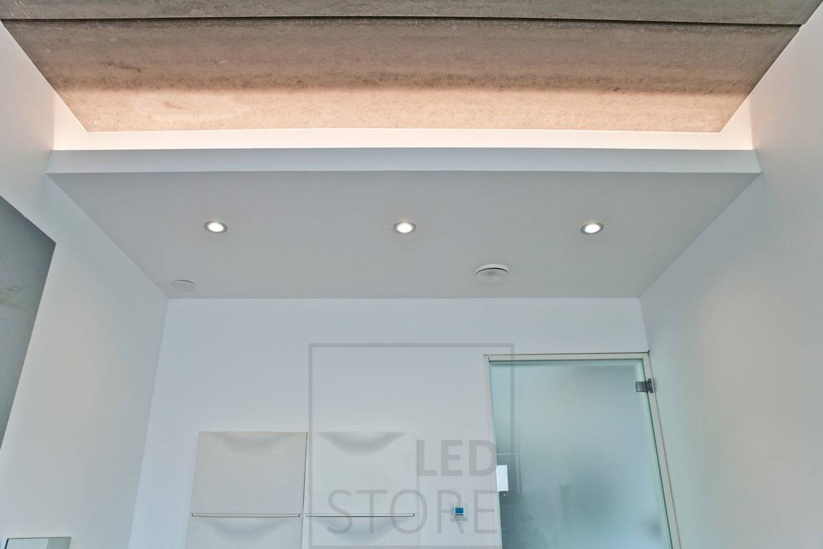 Logo minimaliste LED Store sur fond vert avec un carré blanc et le texte "LED STORE" dans une police élégante - solutions d'éclairage à faible consommation d'énergie