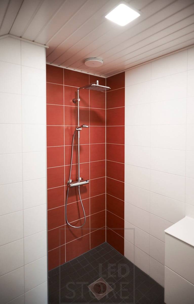 Eclairage de salle de bain avec panneau LED. La polyvalence du panneau LED est renforcée par le fait que les panneaux LED de LedStore sont résistants à l'humidité (IP44 et IP54) et gradables. Ledstore.fi