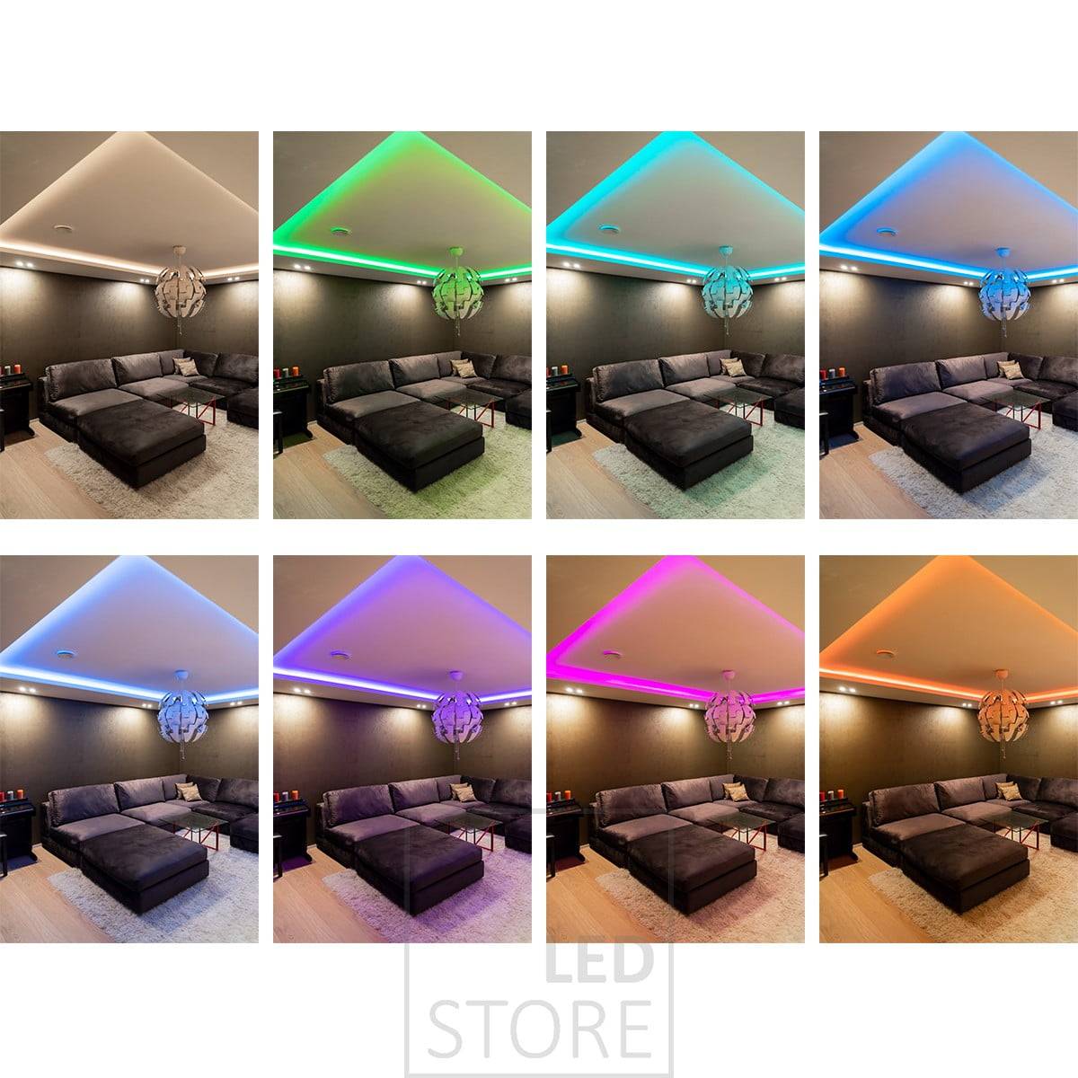 Eclairage d'ambiance personnalisable avec la bande de LED RGB+W. Ledstore.fi