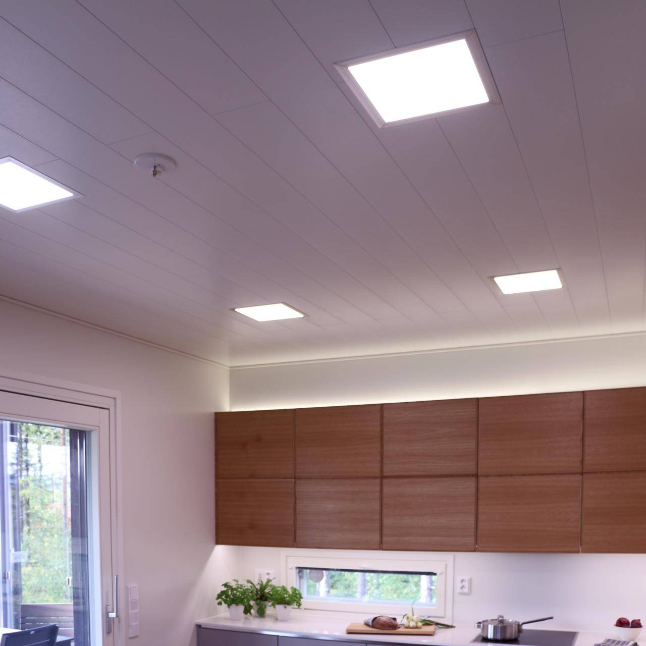 Fond vert avec "LED STORE" en texte blanc à l'intérieur d'un fin cadre carré blanc.