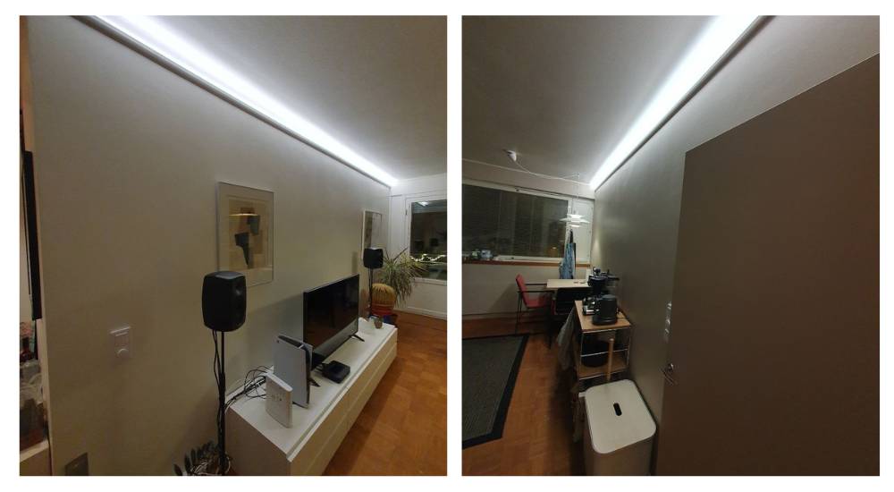 Un profilé led similaire a également été installé sur le mur opposé