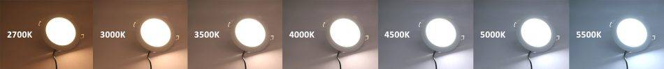 Les lampes LED sont disponibles dans une large gamme de températures. L'image montre l'échelle du chaud au froid