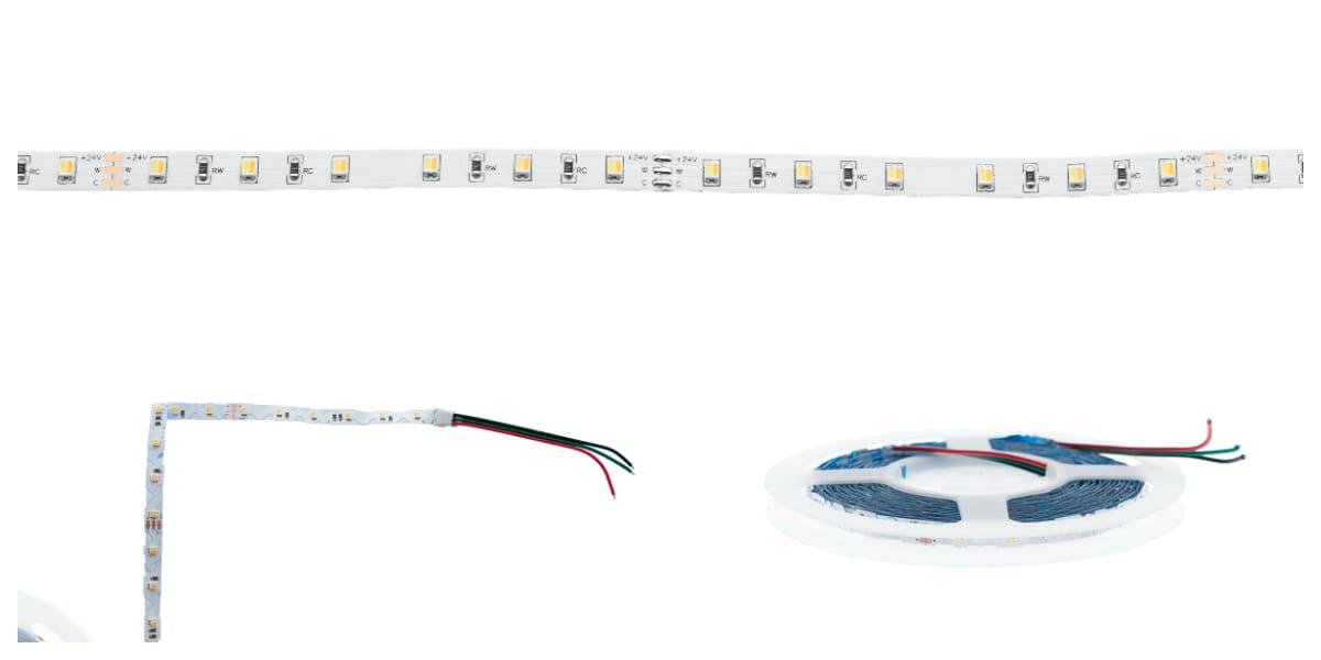 Il existe différents types de bandes LED CCT. Par exemple, la bande de LED droite ci-dessus doit être coupée dans les coins. La bande LED pliable du bas se plie bien dans les coins, mais le profilé en aluminium doit être ajusté avec précision au bord.