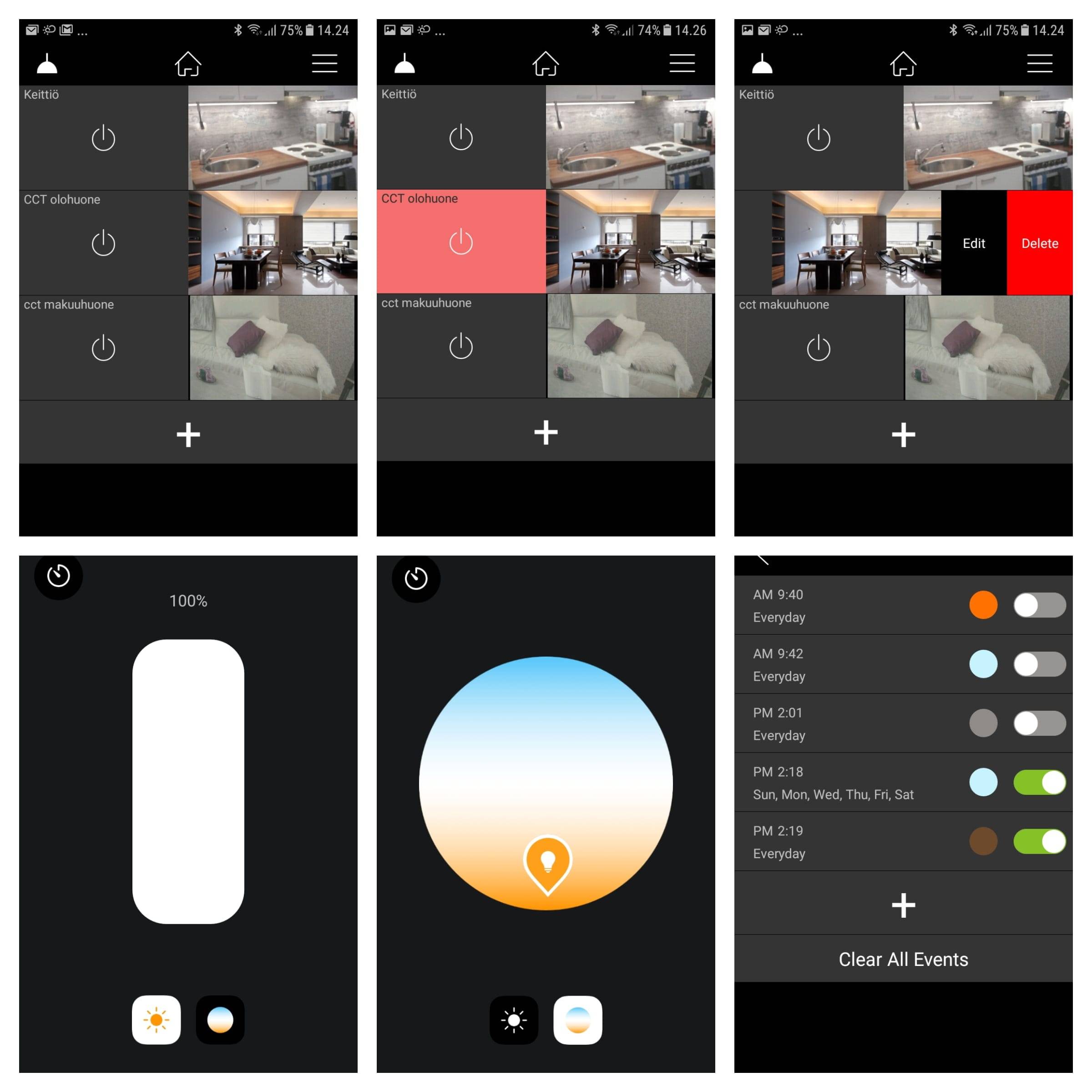 Contrôle sans fil avec l'application mobile, vues dans Easy Home