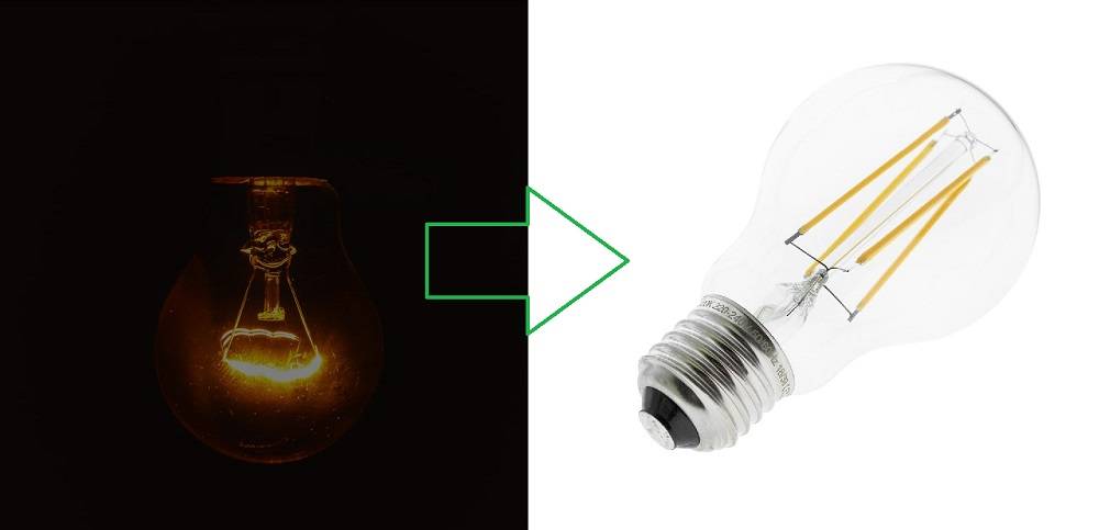 L'ampoule à incandescence est remplacée par une ampoule LED.