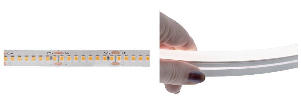 Bandes de LED IP65 avec différents revêtements. Un revêtement trop dense aura un effet négatif sur la durée de vie de la bande LED.