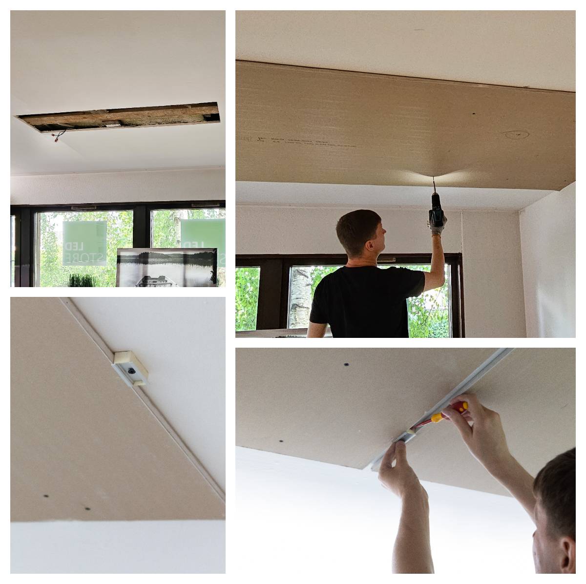 Rénovation du plafond de la cuisine 1 collage 4 photos ledstore.fi