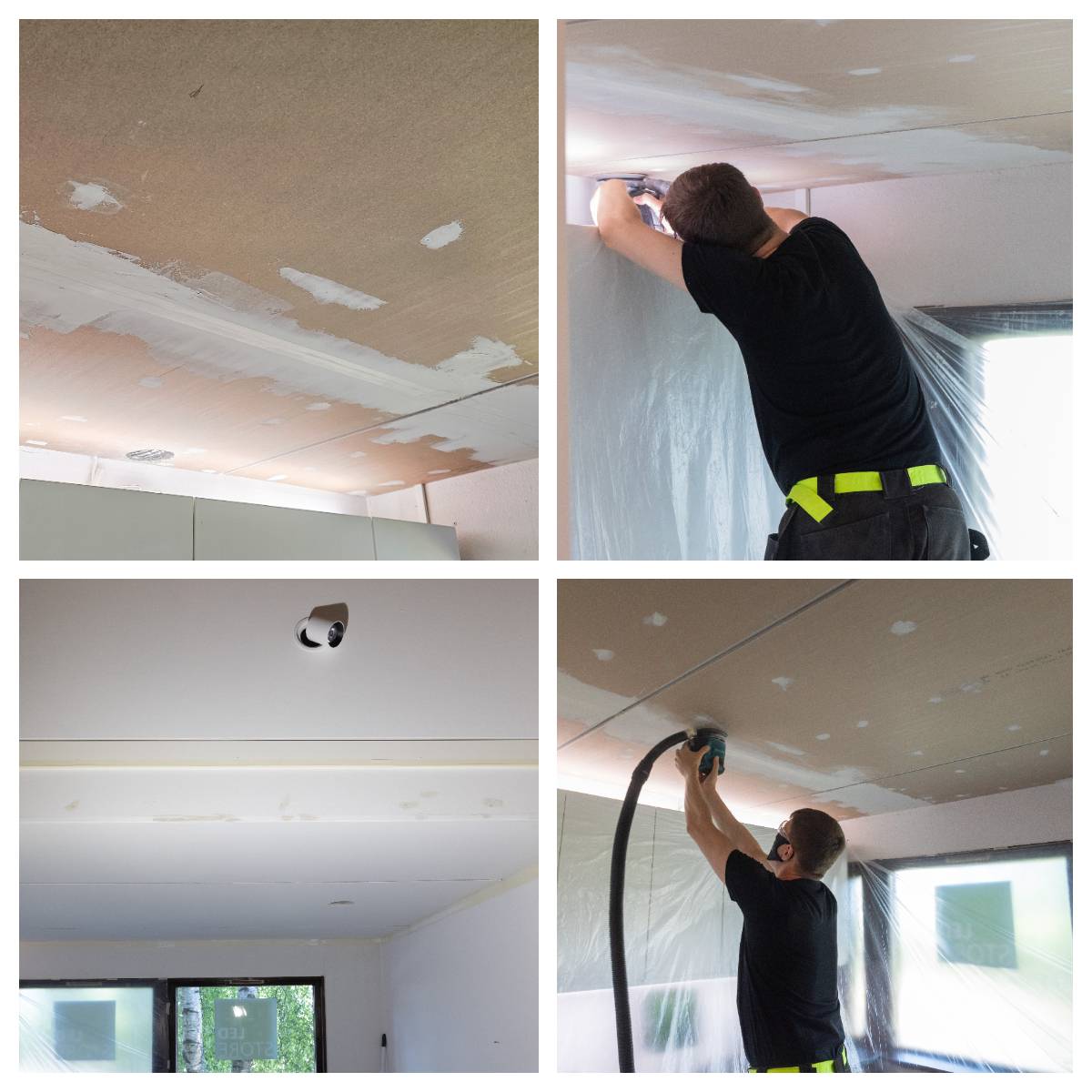 Dans le cadre de la rénovation de l'éclairage, on travaille sur les plaques de plâtre. LedStore.fi