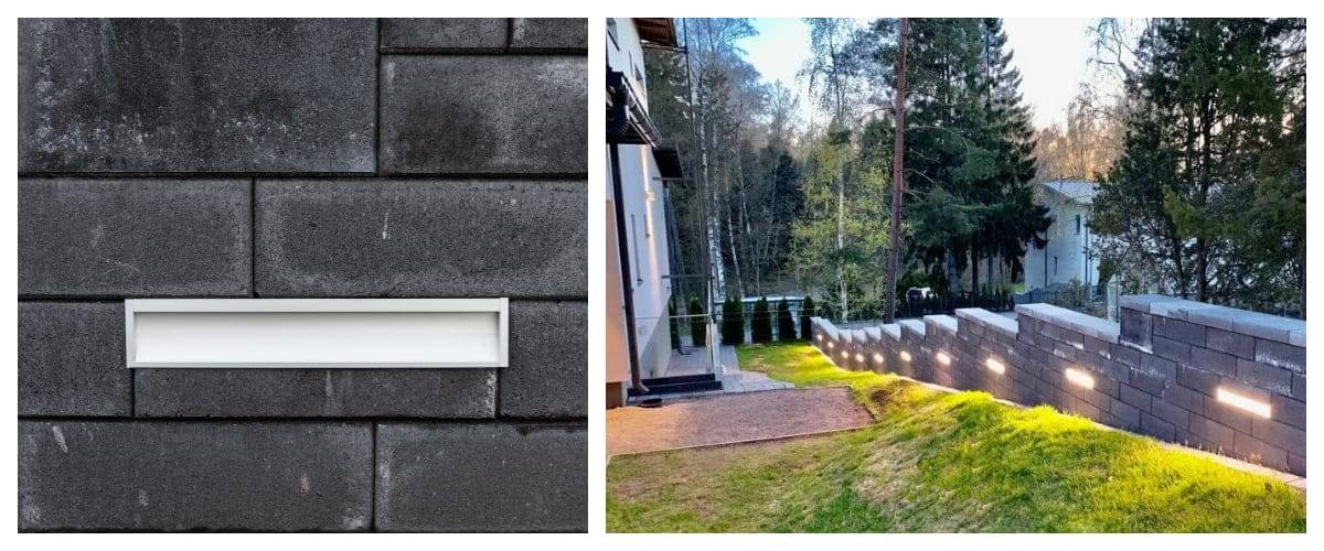 éclairage de la cour encastré dans le mur