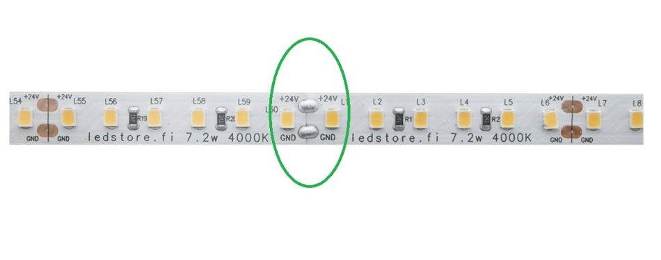 Points de soudure des bandes lumineuses à LED