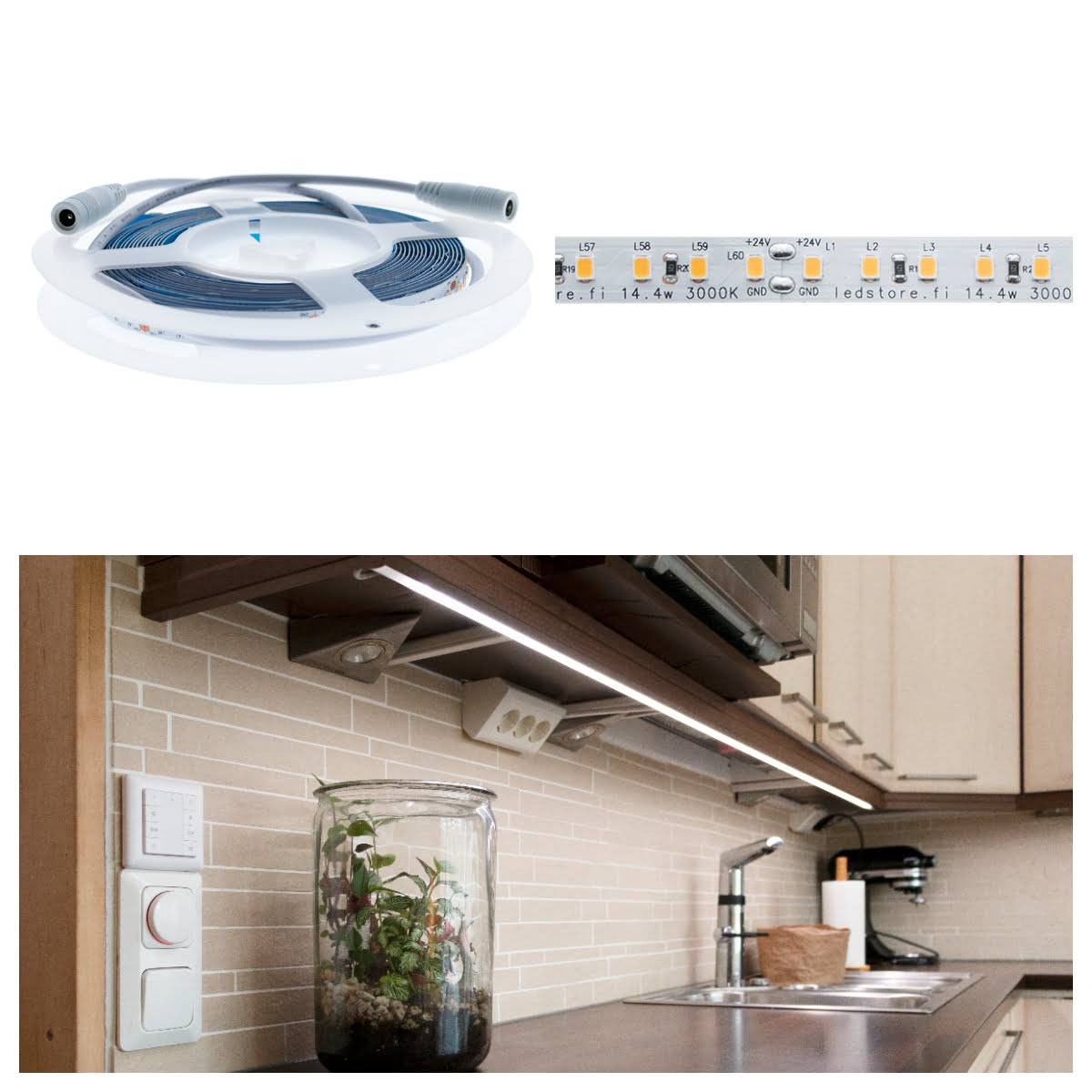 bandeau led pour cloison de cuisine en profil bas