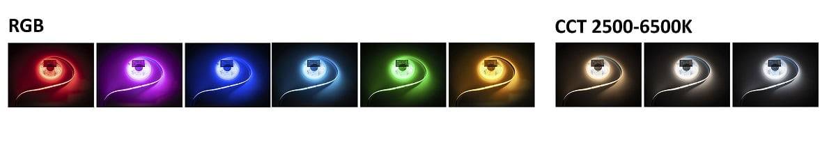 Bande lumineuse à leds de toutes les couleurs et nuances de lumière blanche.