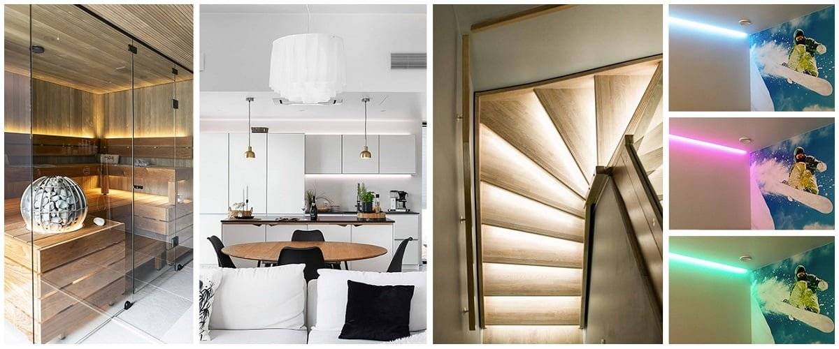 Une variété de bandes LED installées avec une bande LED en pointillés devient également une option.