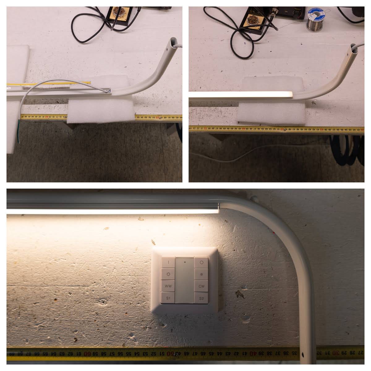 étapes de travail de l'éclairage facial à leds