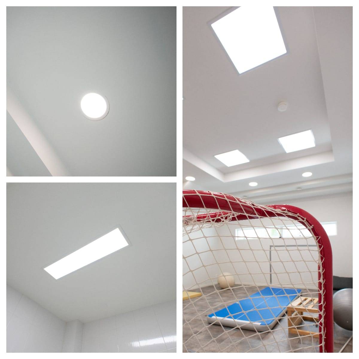 Les luminaires à panneau fournissent un bon éclairage général dans l'ensemble de l'espace. La conception de l'éclairage a permis d'obtenir la bonne quantité de lumière dans l'espace.