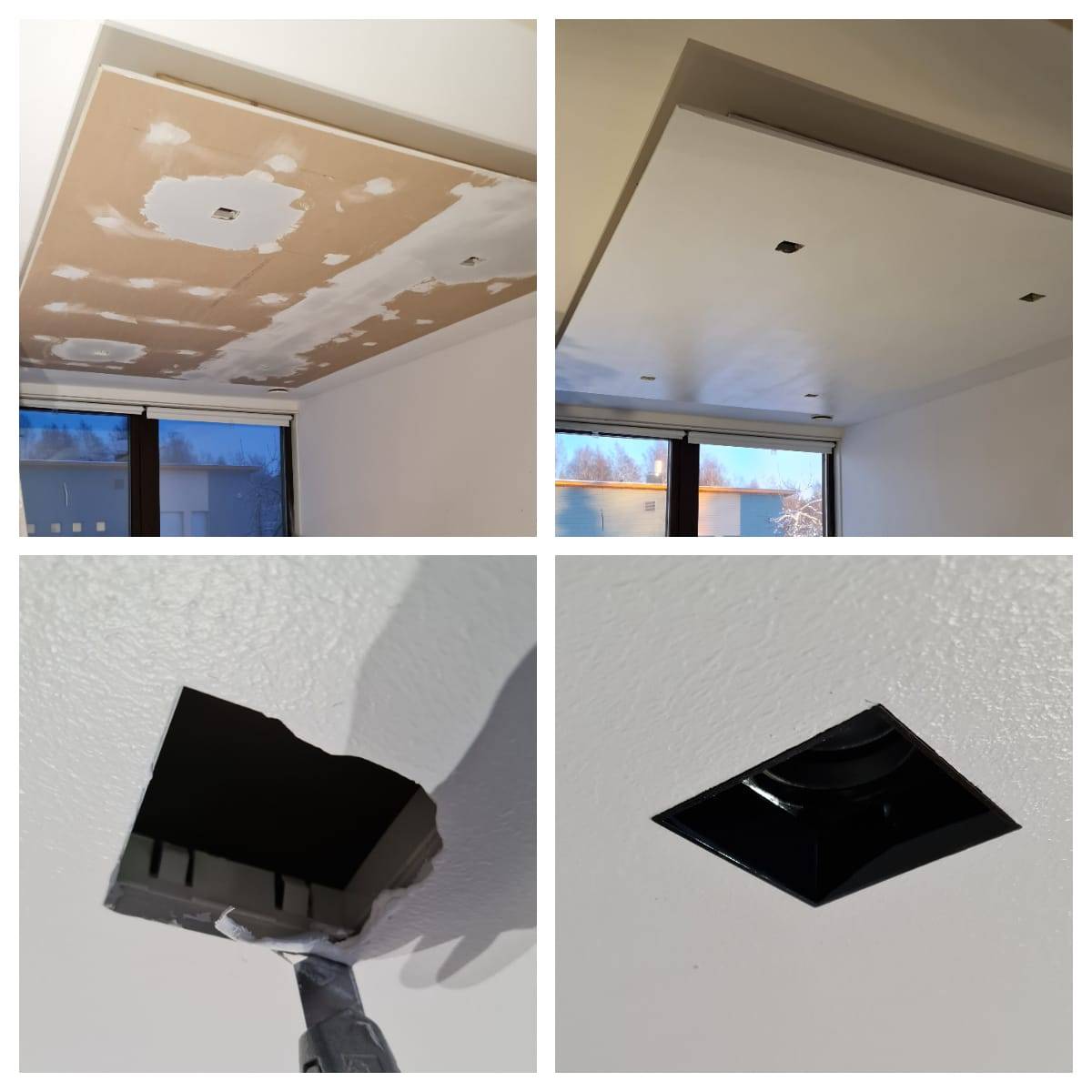 usinage d'un plafond en plâtre abaissé pour les spots