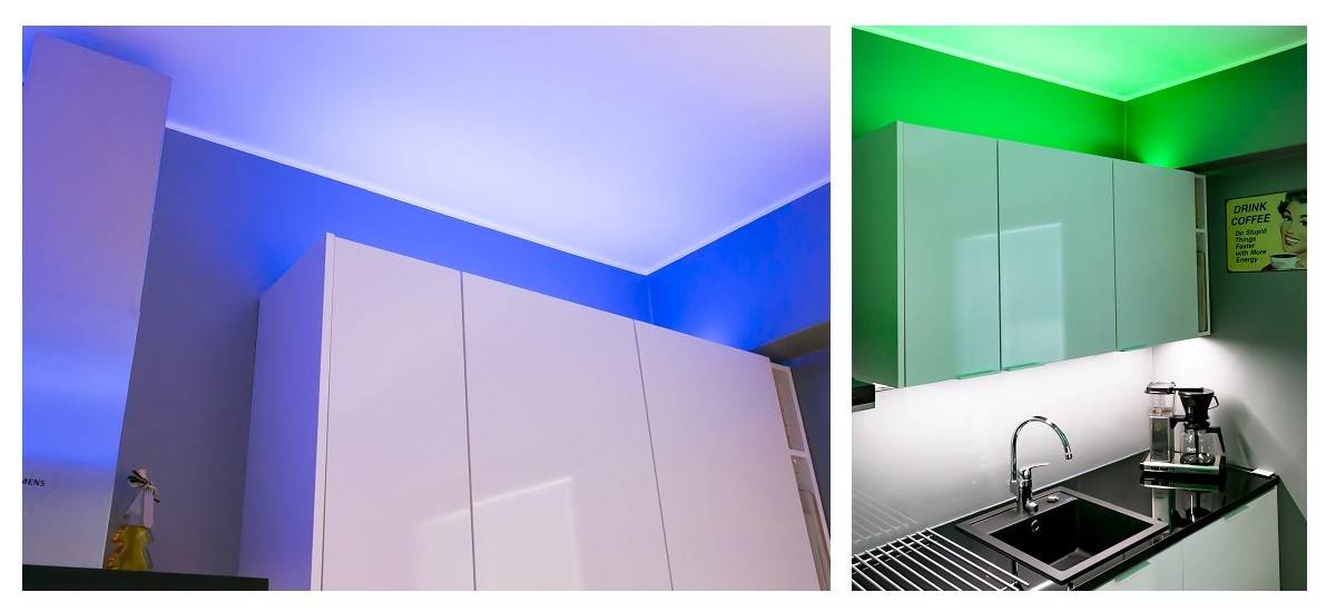 Bande lumineuse RVB dans la cuisine