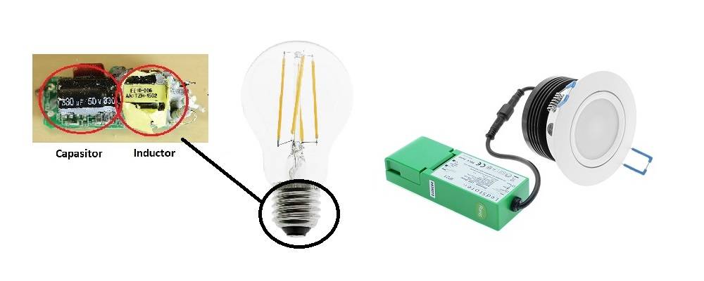Alimentation interne et externe, transformateur led