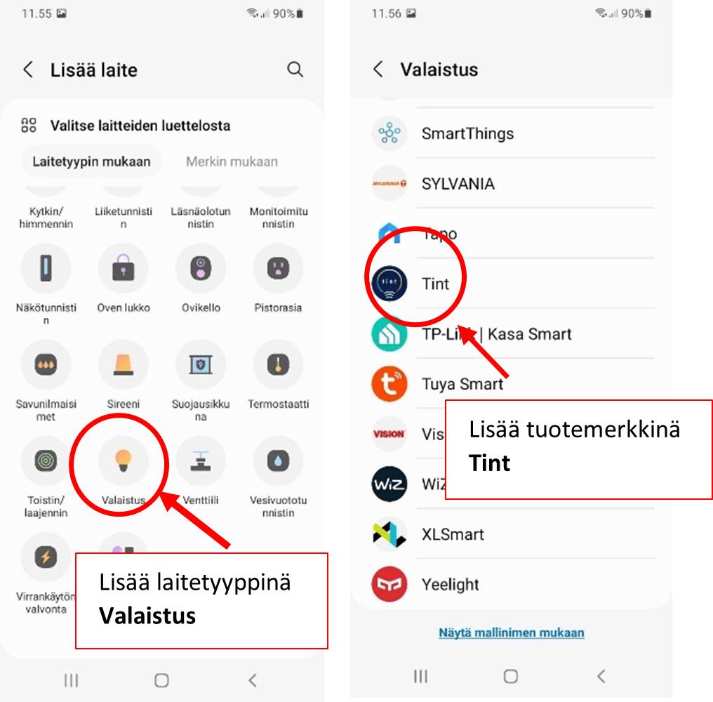 Tous les appareils Zigbee sont connectés au groupe Lighting. Sélectionnez Tint comme étiquette de produit.