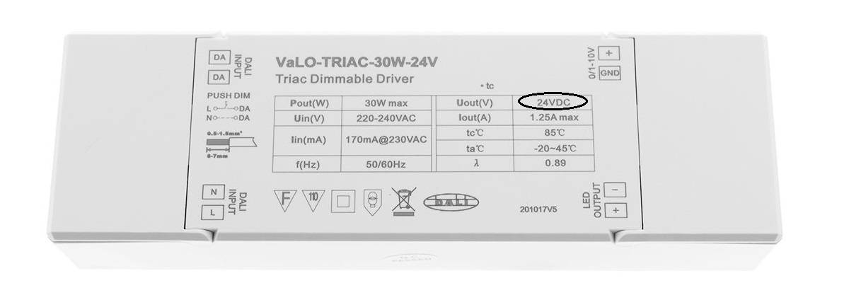 Transformateur LED avec tension DC 30 Watts