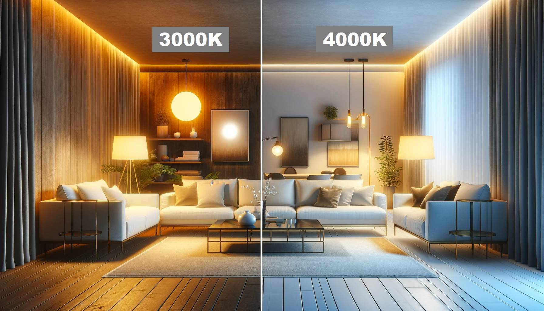 Choix de la couleur de la lumière 3000k ou 4000k