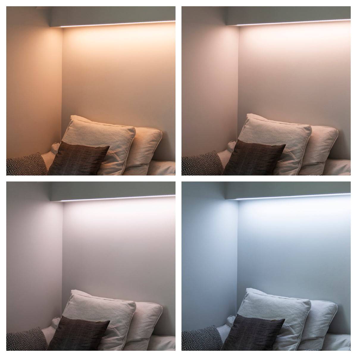 éclairage général dans le coin lecture température de couleur en différentes nuances