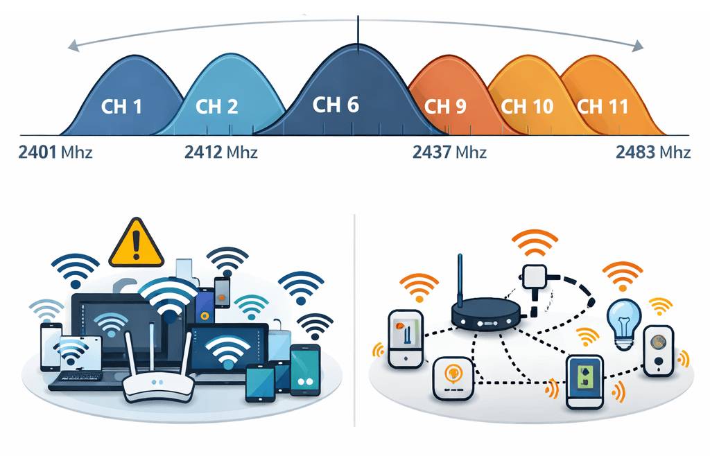 L'encombrement du réseau Wi-Fi peut interférer avec l'éclairage intelligent, mais Zigbee permet d'envisager un éclairage LED ininterrompu à l'avenir.